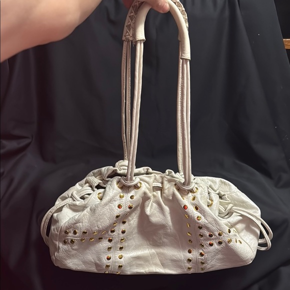 Sabina Elegant white soft Leather Bag with Gold Accents 80s - Picture 12 of 14